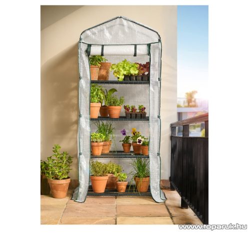 ParkSide WU9967931-8 Hobby kerti melegház, növényház, palántanevelő fólia, fóliasátor 4 polccal, 69 x 160 x 49 cm