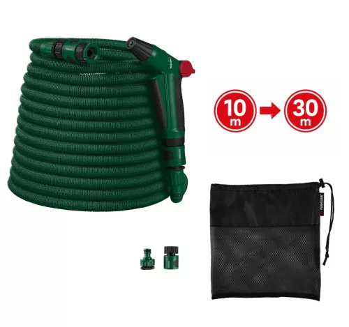 ParkSide GB-13285 zöld flexibilis kerti locsolótömlő 30 méteres hosszban