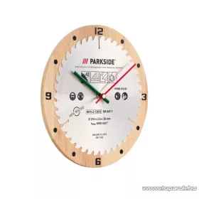 Parkside óra valódi fém fűrészlap és fa deszkalap részlet