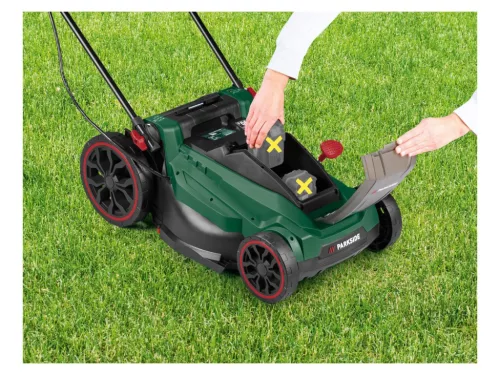 ParkSide PARM 41 A1 Optimal 8AH SET Akkus fűnyíró Brushless motorral, dupla akkutöltővel és 2 db Smart 8 Ah akkumulátorral, 40 V (legfeljebb 800 m2-ig)