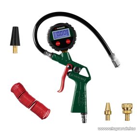   ParkSide PDLD 10 B2 Univerzális sűrített levegős digitális kerékfújó abroncs fujtató pisztoly készlet + 10 m sűrített levegős spiráltömlő