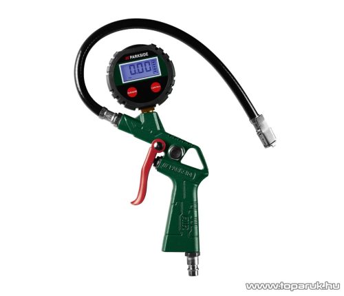 ParkSide PDLD 10 B2 Univerzális sűrített levegős digitális kerékfújó abroncs fujtató pisztoly készlet + 10 m sűrített levegős spiráltömlő