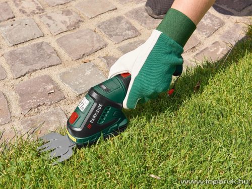 (SELEJT / 351655) ParkSide PGSA 4 A2 Akkus 2 az 1-ben fű és sövényvágó olló gyepszélek és bokrok precíz vágására, lítium-ion akkuval (4,0 V / 2,0 Ah) 