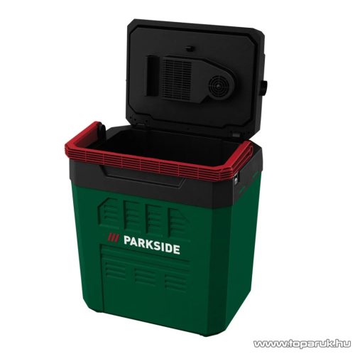 (SZÁLLÍTÁSI SÉRÜLT / 857483) ParkSide PKB 20-Li A1 SOLO Autós / hálózati / akkus hűtő fűtő elektromos hűtőtáska, 24 literes / 12V DC / 20V DC / 230V AC (akku és töltő nélkül)