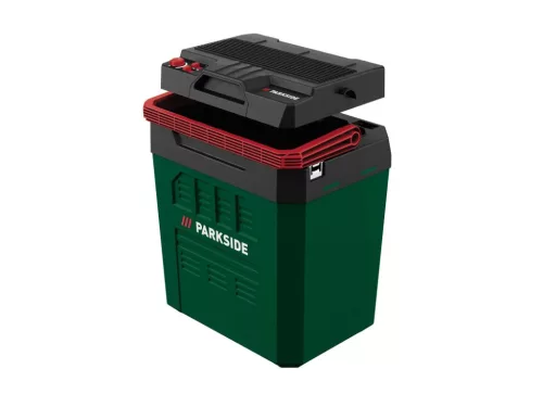 ParkSide PKB 20-Li A2 SOLO Autós / hálózati / akkus hűtő fűtő elektromos hűtőtáska, 24 literes / 12V DC / 20V DC / 230V AC (akku és töltő nélkül)