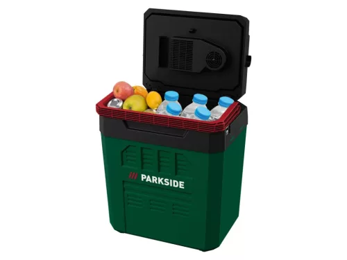 ParkSide PKB 20-Li A2 SOLO Autós / hálózati / akkus hűtő fűtő elektromos hűtőtáska, 24 literes / 12V DC / 20V DC / 230V AC (akku és töltő nélkül)