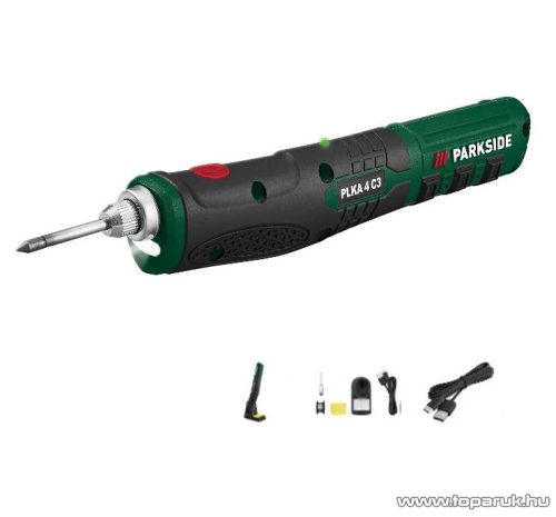 ParkSide PLKA 4 C3 Beépített akkumulátoros forrasztó páka készlet, adapter nélkül, 4V erős Lítium-ion akkus
