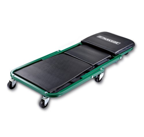 ParkSide PRW 2 A1 zöld acélvázas 2 az 1-ben gurulós szerelőágy és műhelyszék