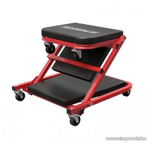 ParkSide PRW 2 A1 2 az 1-ben gurulós összecsukható aláfekvő szerelőágy és műhelyszék, piros, max 150 kg