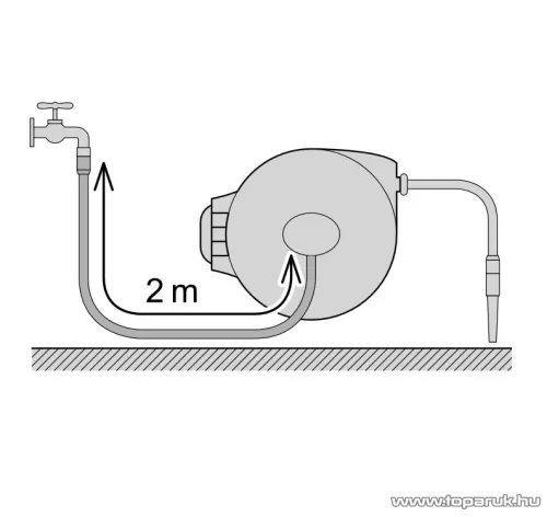(SELEJT / K760048) ParkSide PSA 20 A1 Fali automata tömlődob, 20 méter, 1/2" locsolótömlővel és szórófejjel