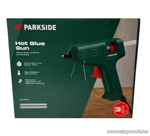 ParkSide PHP 15 A1 Elektromos / vezetékes mini ragasztópisztoly + 2 db 7 mm ragasztórúd, max. 200 fok-ig (15W / 60W)