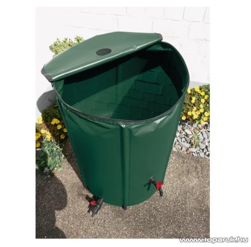 ParkSide PVC összehajtható zárt esővíz gyűjtő tartály (kerti vízgyűjtő hordó) fedéllel, szűrővel, csappal, 3/4" slag csatlakozóval, 250 literes