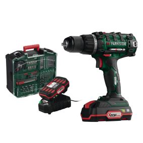   ParkSide PABS 20-Li G8 SET Akkumulátoros fúrógép, csavarozó, behajtó, 2 db Li-ion akkuval + 73 db kiegészítővel, hordozó kofferben