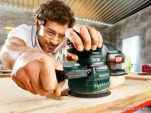 ParkSide PAEXS 20-Li A1 Akkumulátoros excenter csiszoló portartállyal, 125 mm, 20 V, 2 Ah akkus, kofferben