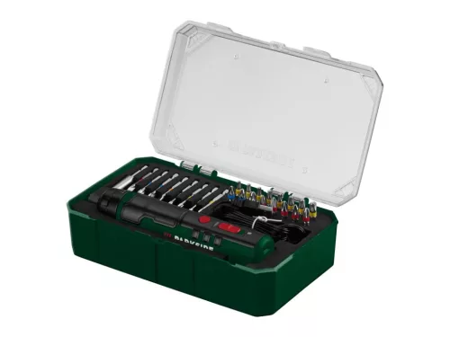 Parkside PASS 4 A1 akkus csavarozó mágneses bittartóval és tárolódobozzal