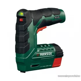   (SELEJT / 811393) ParkSide PAT 4 D6 Li-ion akkumulátoros tűzőgép és szögbelövő, tartozék kapcsokkal, 4V / 2000 mAh