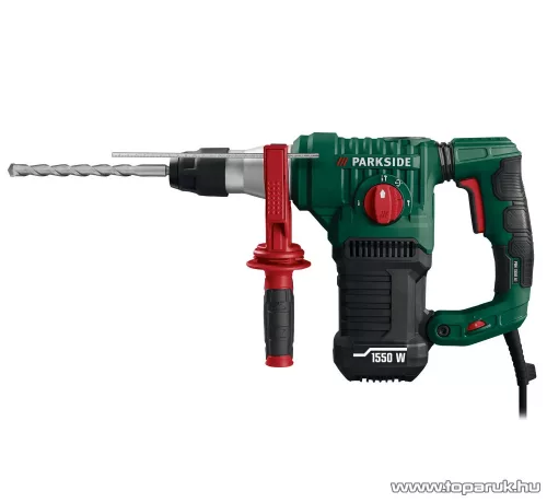 ParkSide PBH 1550 A1 SDS Plus és gyorstokmányos elektromos ütvefúró / vésőkalapács kofferben, 5 J, 1550 W