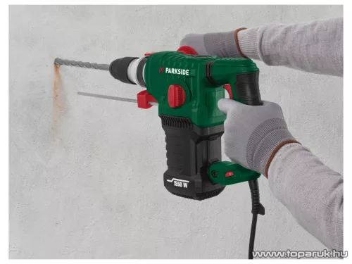 (SELEJT / 945543) ParkSide PBH 1550 C1 GR SDS Plus és gyorstokmányos elektromos ütvefúró / vésőkalapács kofferben, 5 J, 1550 W