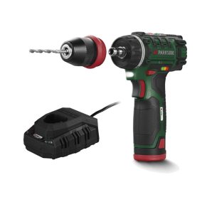   ParkSide PBSA 12 E4 PLUS Akkus, li-ion akkumulátoros, levehető tokmányos fúró, csavarozó, 12V, 2Ah, 28 Nm