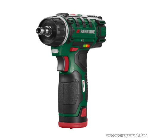 ParkSide PBSA 12 E4 PLUS Akkus, li-ion akkumulátoros, levehető tokmányos fúró, csavarozó, 12V, 2Ah, 28 Nm