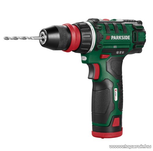 ParkSide PBSA 12 E4 PLUS Akkus, li-ion akkumulátoros, levehető tokmányos fúró, csavarozó, 12V, 2Ah, 28 Nm