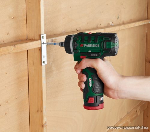 ParkSide PBSA 12 E4 PLUS Akkus, li-ion akkumulátoros, levehető tokmányos fúró, csavarozó, 12V, 2Ah, 28 Nm