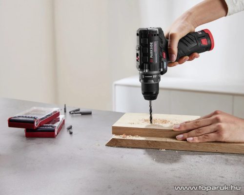 ParkSide Performance PBSPA 12 B2 Akkus fúró csavarozó behajtó készlet töltővel, táskával, 2Ah akkuval, bitfej és fúrószár készlettel, 35 Nm