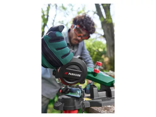ParkSide PEKSG 85 F4 Elektromos fűrészlánc élező, láncélező állítható ütközővel, 104 mm csiszolótárcsával, 85 W