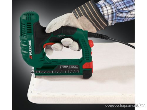 (bontott 718806) ParkSide PET 25 D4 Elektromos tűzőgép és szögbelövő gép szabályozható ütőerővel, 25W