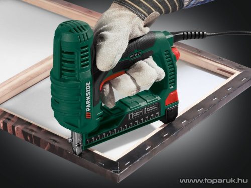(SELEJT / 152805) ParkSide PET 25 D4 Elektromos tűzőgép és szögbelövő gép szabályozható ütőerővel + 1000 db tartozék kapocs és szög, 25W