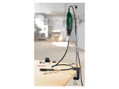 ParkSide PFBS 160 D3 Elektromos finomfúrócsiszoló (panelfúró) multicsiszoló készlet állvánnyal, tároló kofferben, 46 darabos, 160 W