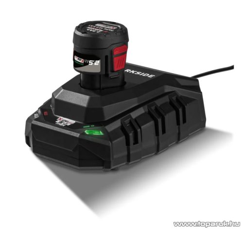 ParkSide Performance PAPK 12 2.5 A1 12V 2500 mAh Li-ion akkumulátor + PLGK 12 6.0 A1 6A 10W gyári akkutöltő szett, X12V / 2.5 Ah