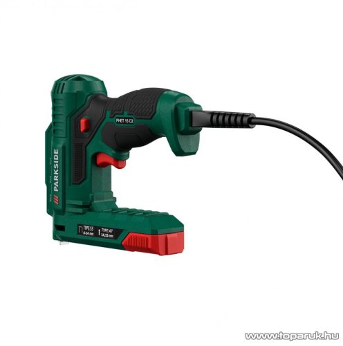 ParkSide PHET 15 C2 Elektromos tűzőgép és szögbelövő + 400 db TYPE 53 kapocs és 100 db TYPE 47 szeg, 70W