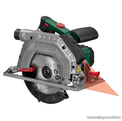 ParkSide PHKS 1350 D3 Vezetékes, elektromos kézi körfűrész lézer vezetővel + 2 db 190 mm fűrészlappal (24 és 48 fog), 1350 W
