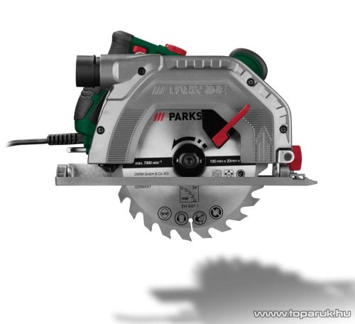(hibás 640953) ParkSide PHKS 1350 E4 Vezetékes, elektromos kézi körfűrész + 2 db 190 mm fűrészlappal (24 és 48 fog), 1350 W