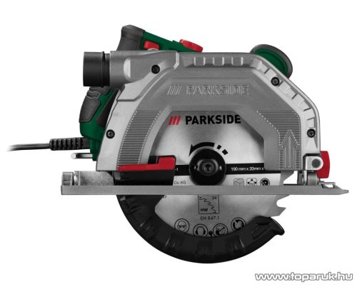 (hibás 640953) ParkSide PHKS 1350 E4 Vezetékes, elektromos kézi körfűrész + 2 db 190 mm fűrészlappal (24 és 48 fog), 1350 W