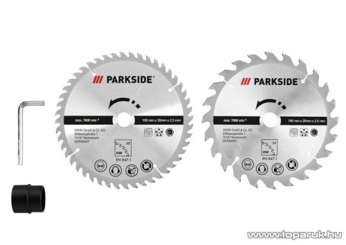 (hibás 640953) ParkSide PHKS 1350 E4 Vezetékes, elektromos kézi körfűrész + 2 db 190 mm fűrészlappal (24 és 48 fog), 1350 W