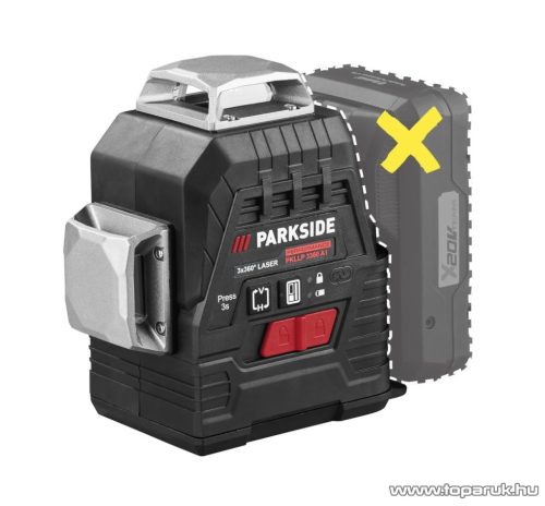 ParkSide Performance PKLLP 3360 A1 SOLO Akkus keresztvonalas lézer + konzol + koffer, 3 x 360 fok (30 méter hatótávolsággal)