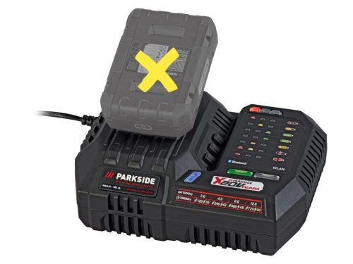 ParkSide Performance PLGS 2012 A1 Bluetooth Smart okos akkutöltő, akkumulátor gyors töltő a ParkSide PAP 20 típusú akku töltéséhez, X20V, 300 W