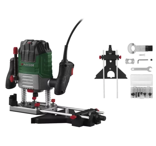 (SELEJT / K356226) ParkSide POF 1200 E4 Elektromos felsőmaró, felsőmarógép, 6 részes marókészlettel, 1200 W