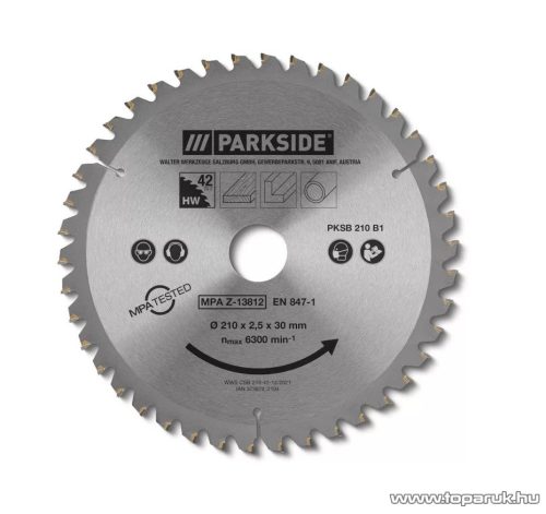 ParkSide PSH 3 A1 Körfűrészlap készlet PKS 1500 / PZKS 2000 bütüző és gérvágó fűrészhez,  3 darabos (210 mm / 40 / 60 / 80 fogas)