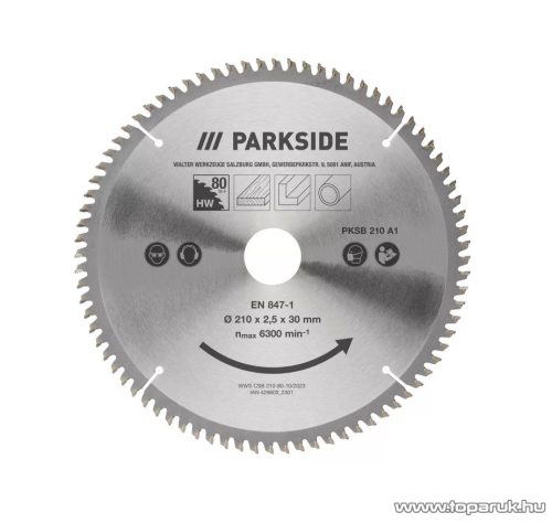 ParkSide PSH 3 A1 Körfűrészlap készlet PKS 1500 / PZKS 2000 bütüző és gérvágó fűrészhez,  3 darabos (210 mm / 40 / 60 / 80 fogas)