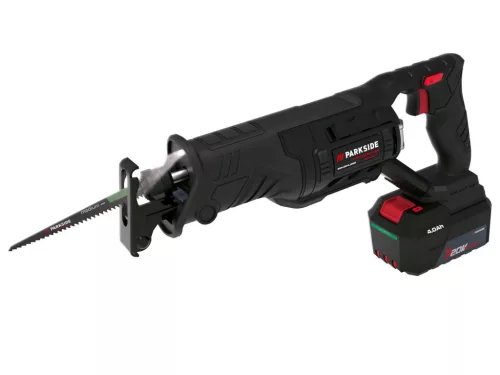 ParkSide Performance PSSAP 20-Li E5 ST4 SET akkus orrfűrész kardfűrész kofferben, X20V (4Ah akkumulátorral + töltővel)