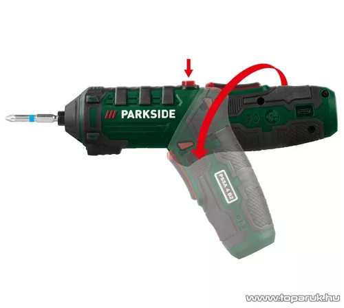 ParkSide PSSA 4 B2 SET Beépített akkus kompakt csavarhúzó, mini behajtó integrált LED munkalámpával + 26 bit + tároló koffer, 4 V / 10  Nm