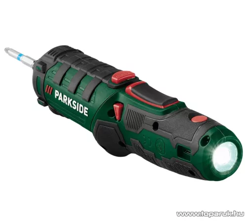 ParkSide PSSA 4 B2 SET Beépített akkus kompakt csavarhúzó, mini behajtó integrált LED munkalámpával + 26 bit + tároló koffer, 4 V / 10  Nm