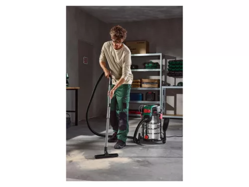(SELEJT / K505669) ParkSide PWD 30 C1 INOX rozsdamentes száraz - nedves porszívó (porzsák nélküli porszívó) 2200W-os hálózati aljzattal szerszámgépekhez, 30 literes, 1500 W