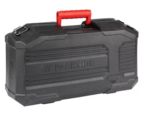 ParkSide PWSA 20-Li F4 X20V SOLO Akkumulátoros sarokcsiszoló kofferben, akku és töltő nélkül