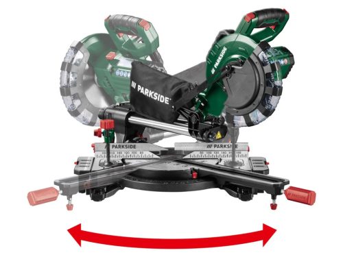 ParkSide PZKS 2000 C3 Asztali bütüző (fejező) és gérvágó fűrész, vonófűrész, csapfűrész, dupla csúszósínnel, 2000 W