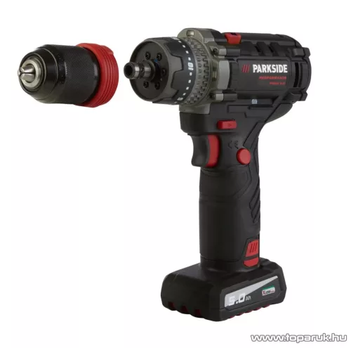 ParkSide Performance PPBSSA 12 A1 Levehető tokmányos akkumulátoros fúró csavarozó behajtó készlet + koffer, X12V, 80 Nm (5 Ah akkuval + gyorstöltővel)