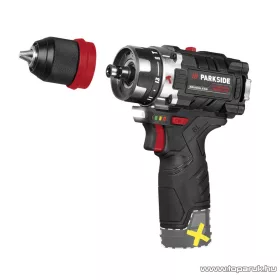   ParkSide Performance PSBSAP 12 A1 SOLO Levehető tokmányos akkumulátoros ütvefúró, fúró, behajtó + koffer, X12V, 45 Nm (akku és töltő nélkül)